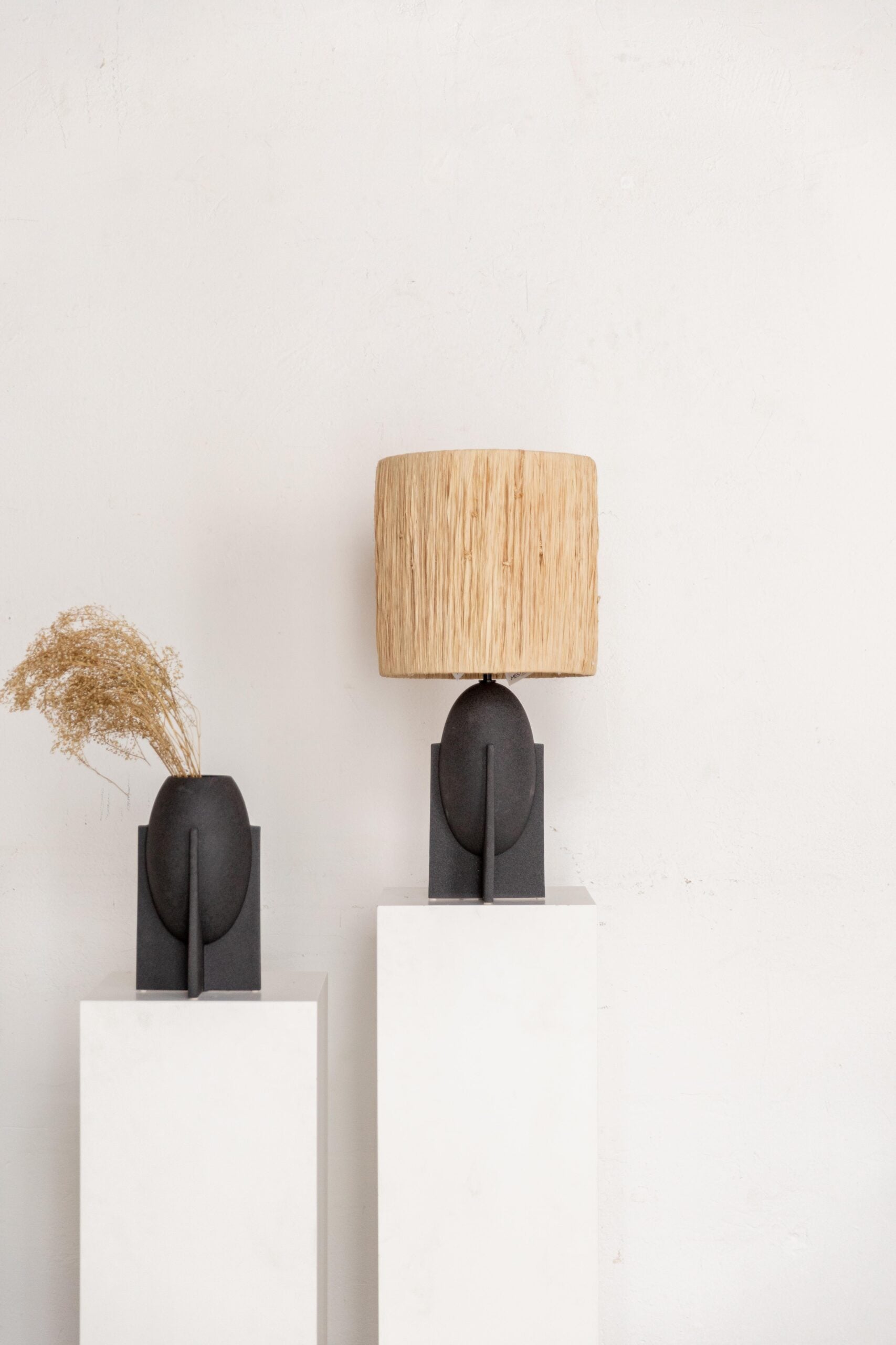 Base de Lámpara del Siglo XXI en Cerámica Gris Antracita