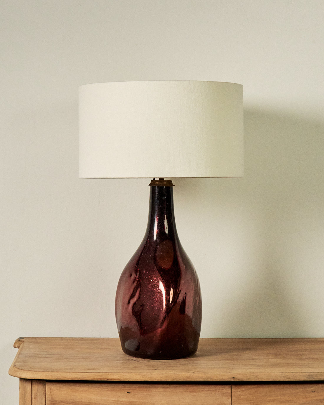 Base de Lámpara del Siglo XX en Vidrio Cromado Ámbar