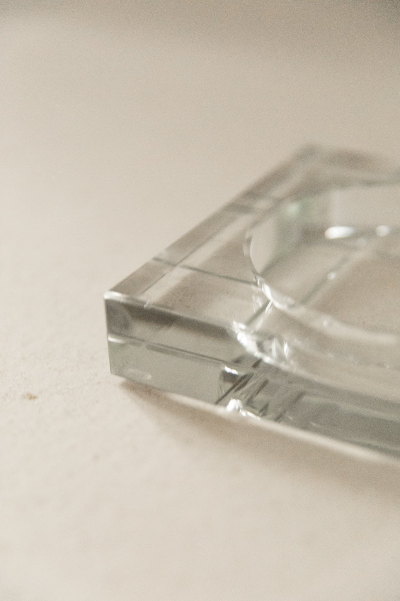 Cenicero Cuadrado Pequeño del Siglo XX en Cristal Transparente - 3