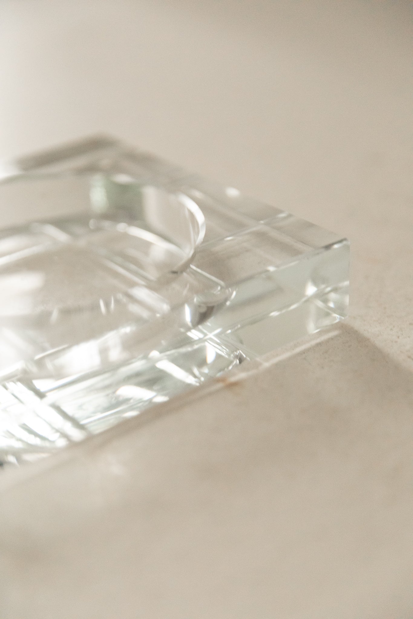 Cenicero Cuadrado Pequeño del Siglo XX en Cristal Transparente - 2