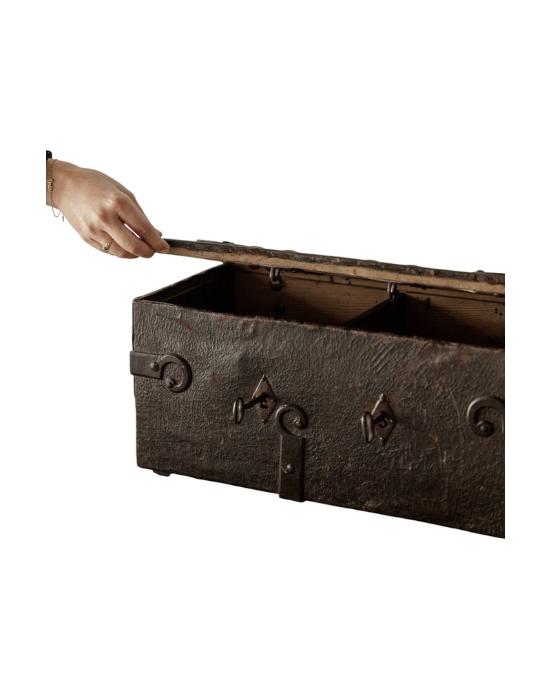 19th Century Antique Wooden Chest with Original Hardware - 6/8