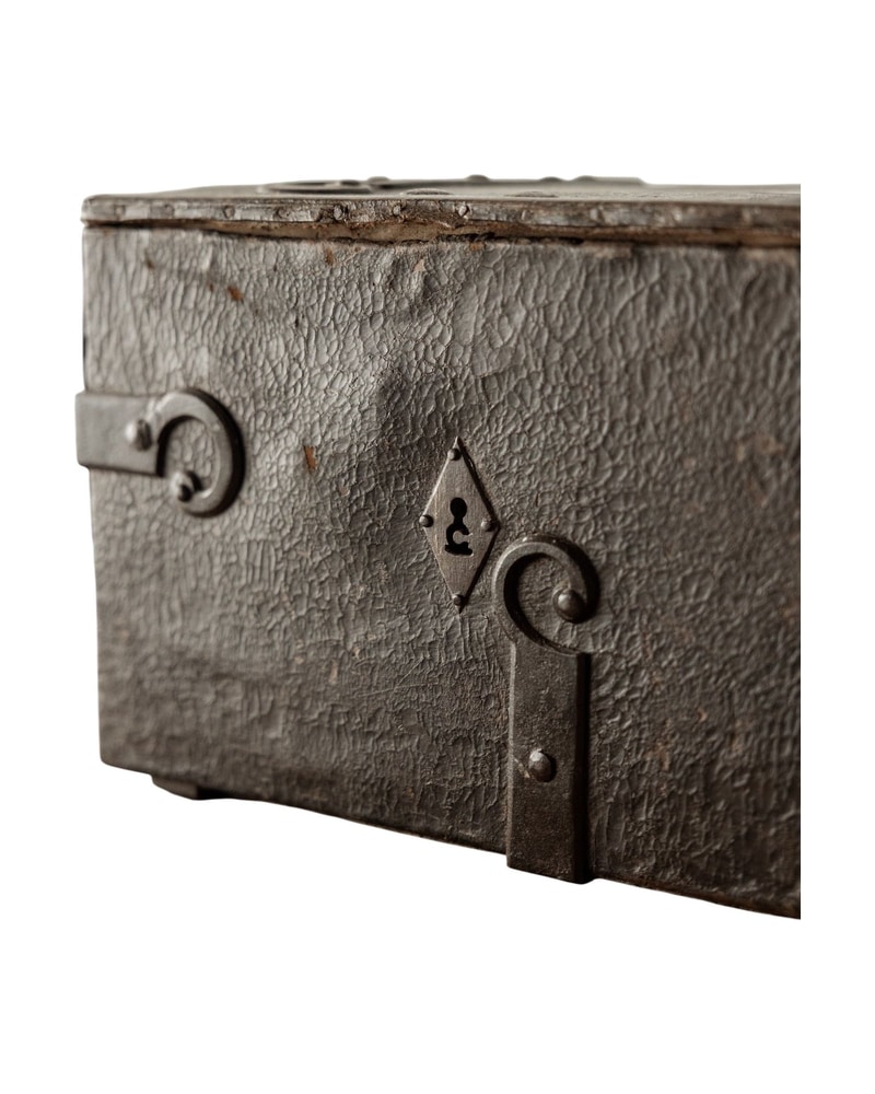 19th Century Antique Wooden Chest with Original Hardware - 5/8