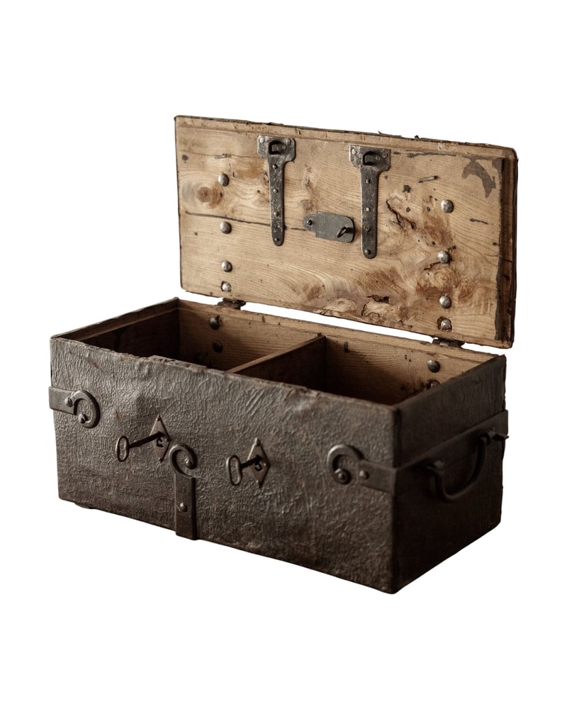 19th Century Antique Wooden Chest with Original Hardware - 2/8