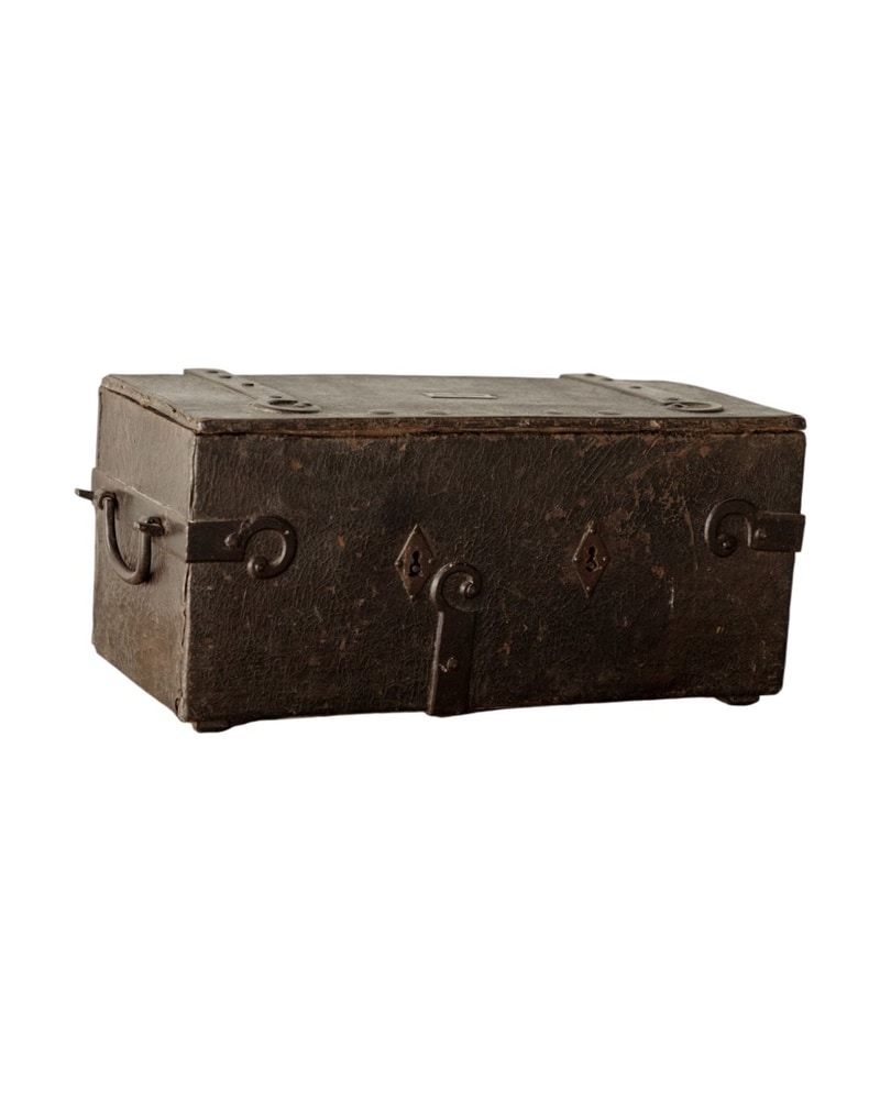 19th Century Antique Wooden Chest with Original Hardware - 3/8