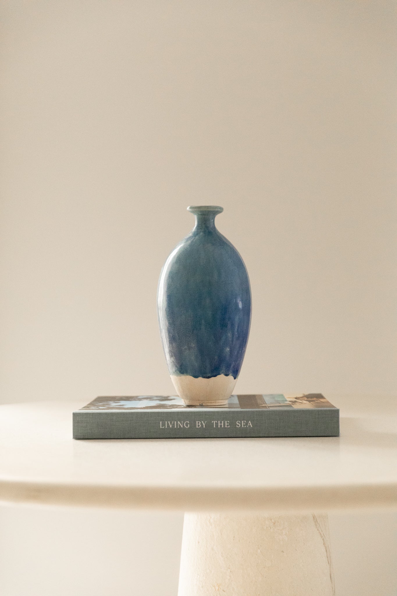 Jarrón de Cerámica del Siglo XX en Azul Francés - 5