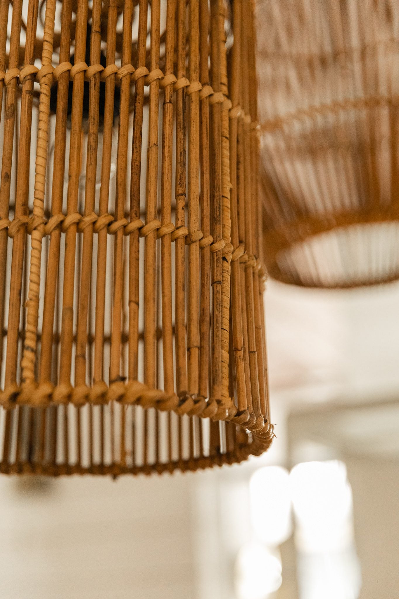 Lámpara de Techo Cilíndrica del Siglo XXI en Ratán Natural - 3