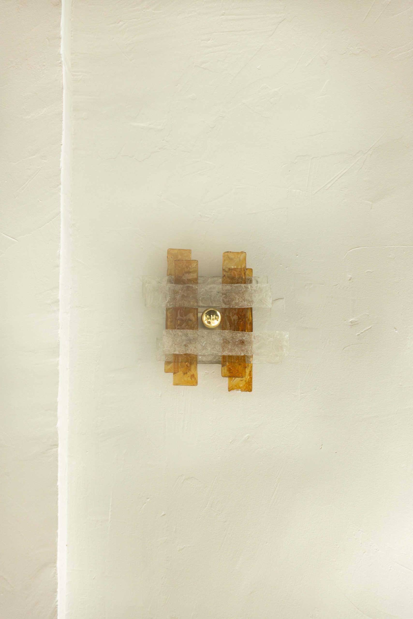 Pareja de Apliques Italianos del Siglo XX en Cristal de Murano Ámbar