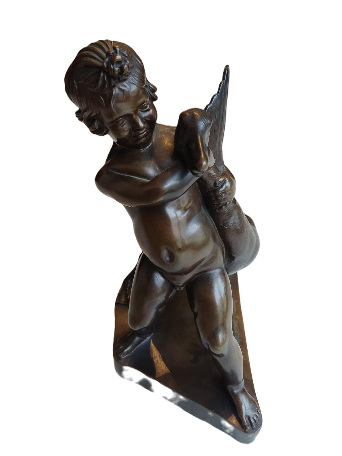 Escultura de Bronce del Siglo XIX de Herkules con Ganso - Photo 3 of 6