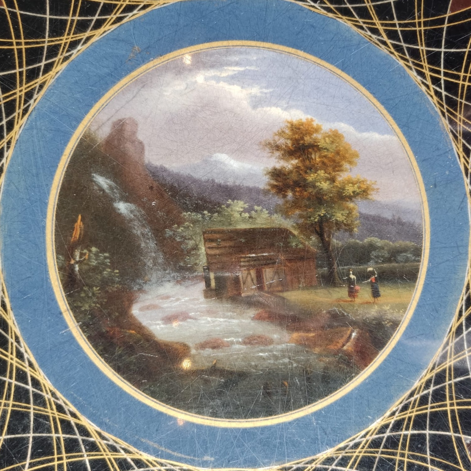 Mesa de Caoba del Siglo XIX en Cristal Pintado al Revés - Photo 7 of 8