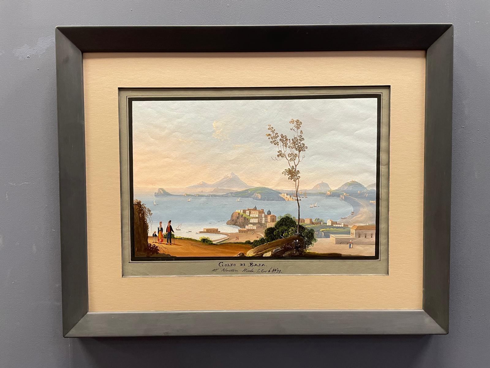 Gouache del Siglo XIX con Vista de la Bahía y Capri - Photo 2 of 3