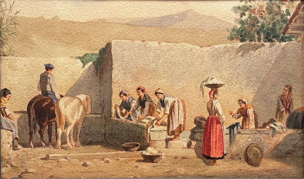 Escena Popular del Siglo XIX en Acuarela