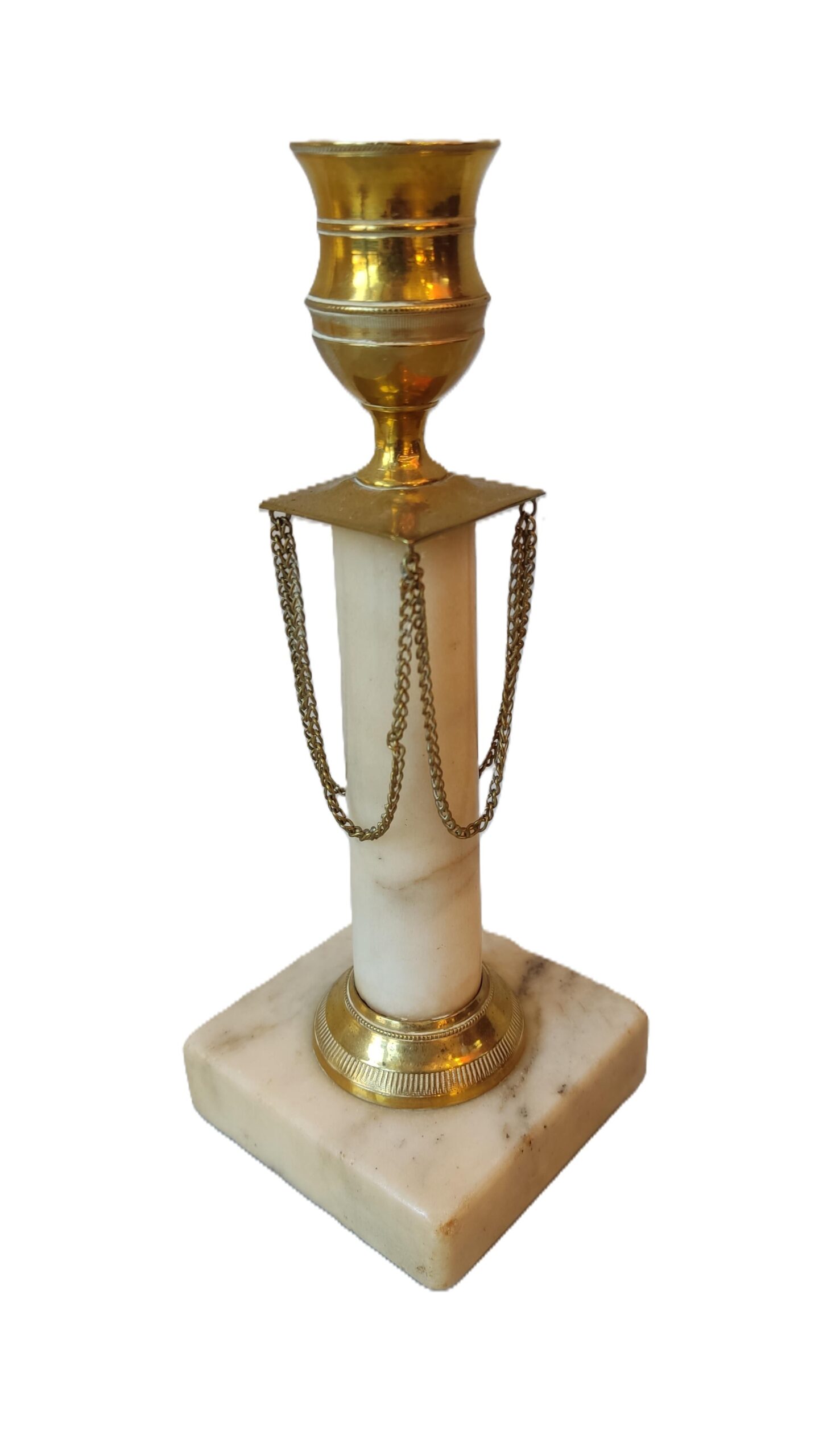 Par de Candelabros de Mármol del Siglo XIX en Bronce Dorado - Photo 2 of 2