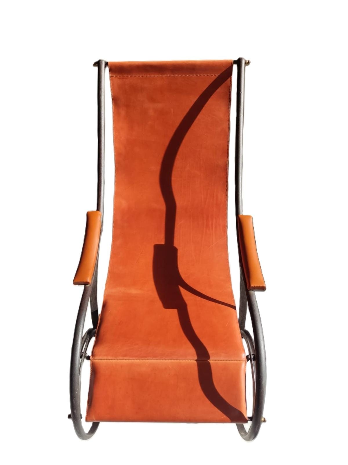 Silla Mecedora Winfield del Siglo XIX en Hierro Forjado y Cuero - Photo 3 of 6