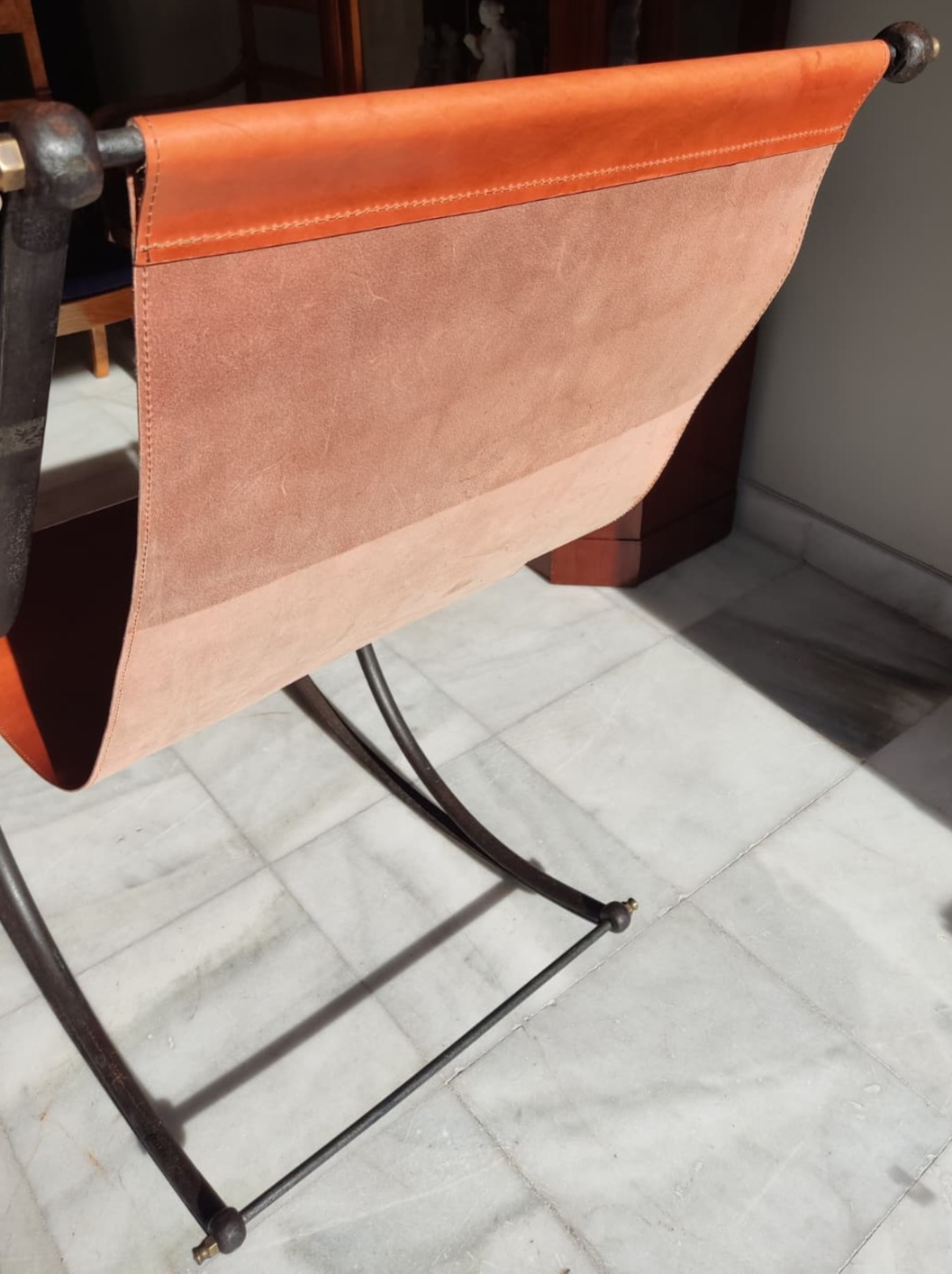 Sillón mecedor Winfield del Siglo XIX en Hierro Forjado y Cuero - Photo 4 of 6