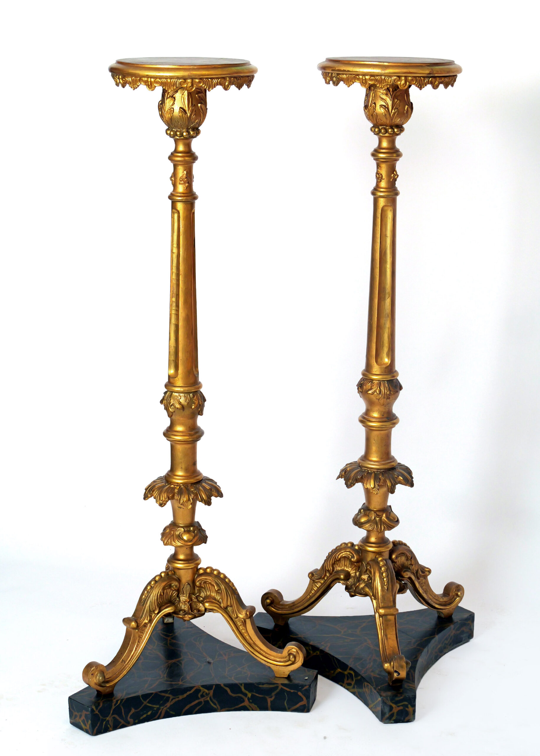 Torchères del Siglo XIX en Madera Tallada y Dorada - Photo 2 of 8