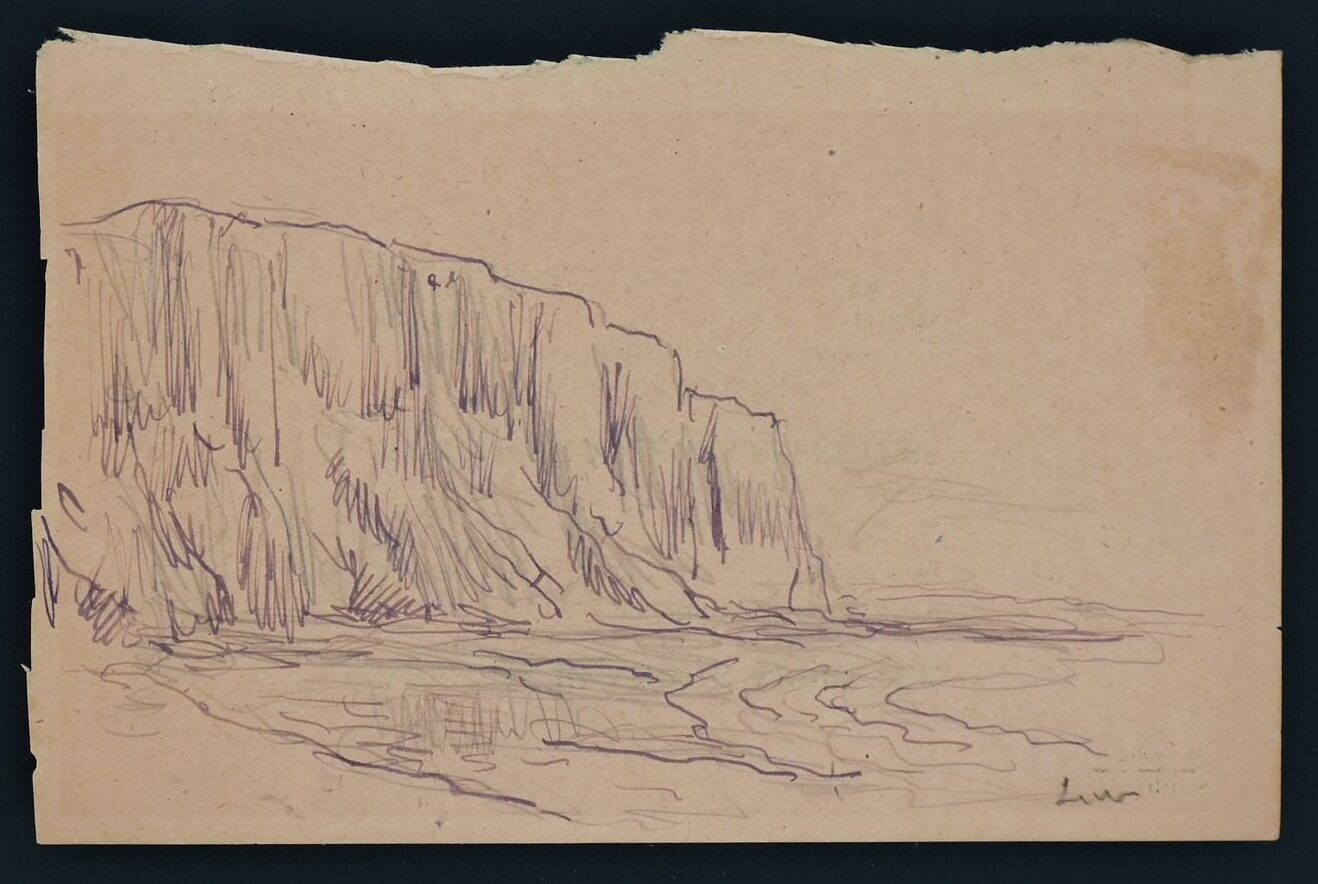 Dibujo de Maximilian Luce del Siglo XX de Le Tréport, La Falaise