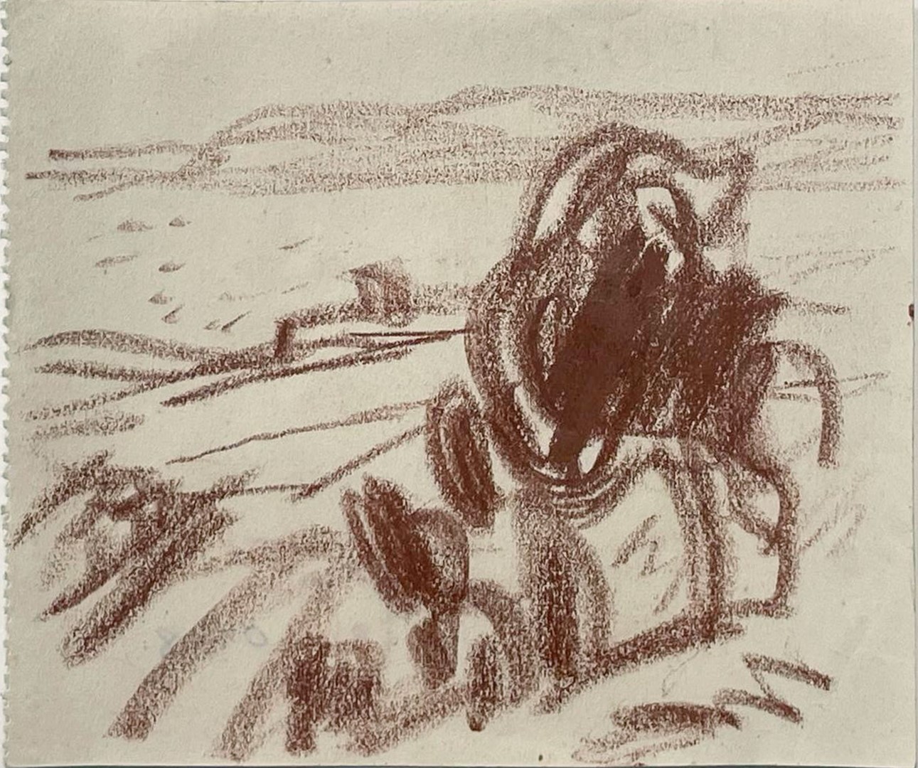 Dibujo de Paisaje con Árbol y Granja de René Seyssaud