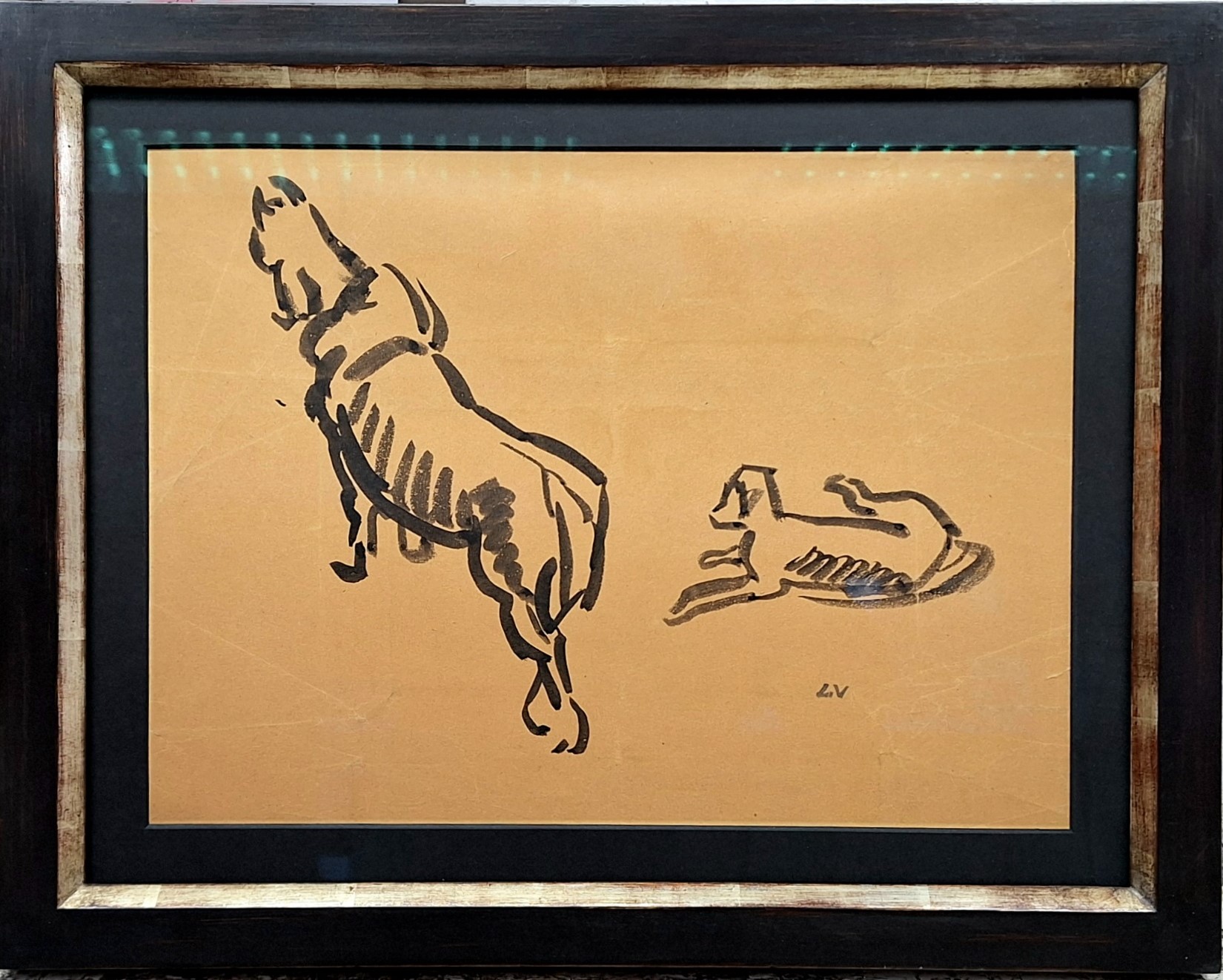 Dibujo de Louis Valtat del Siglo XX – Dos Perros - Photo 3 of 4