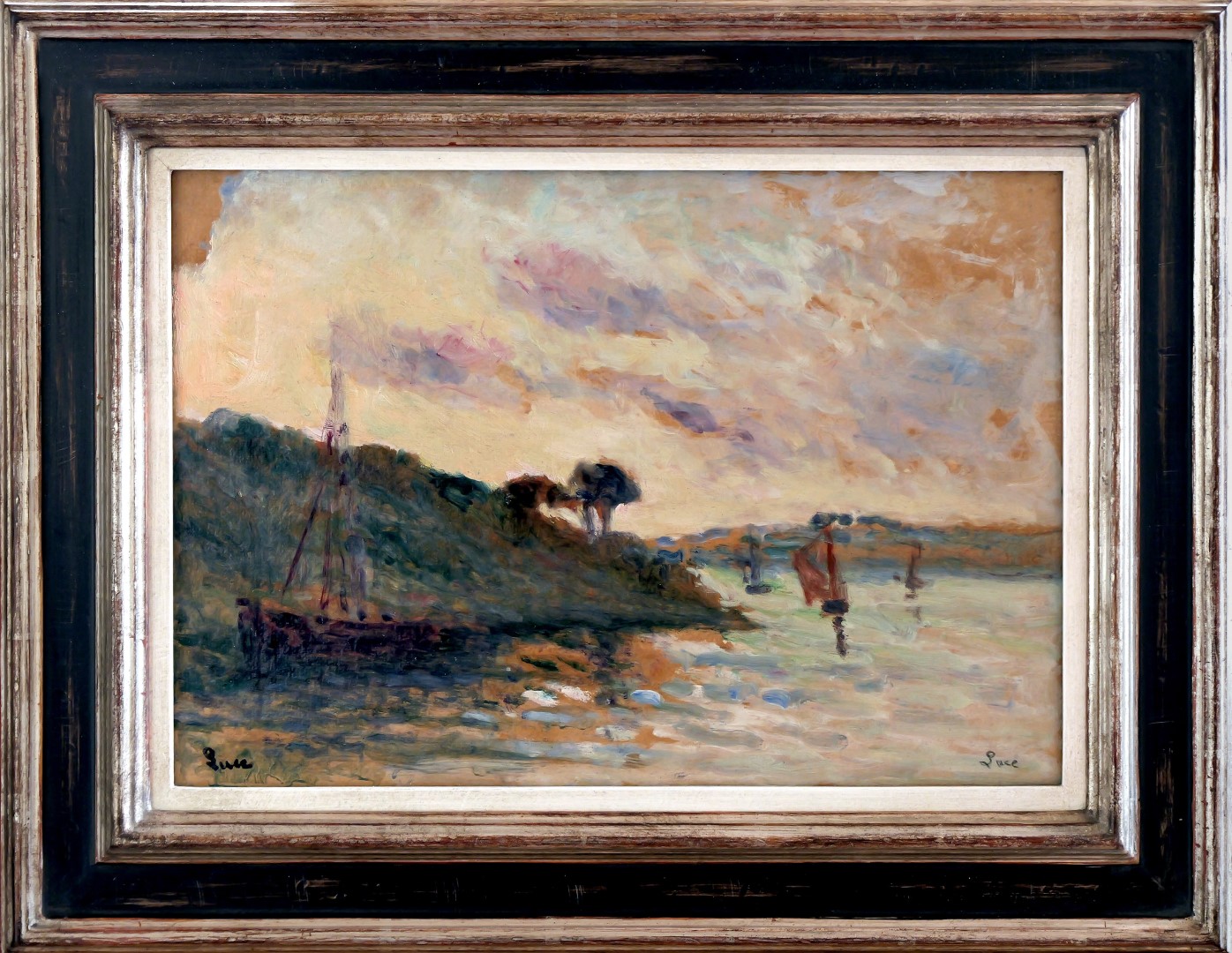 Pintura de Maximilien Luce del Siglo XX – Veleros en el Estuario de Trieux - Photo 2 of 3