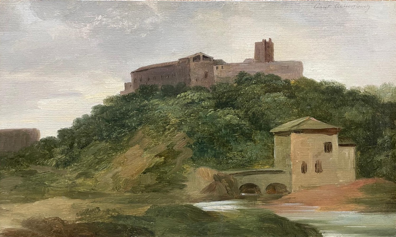 Achenbach – Paisaje con castillo y puente