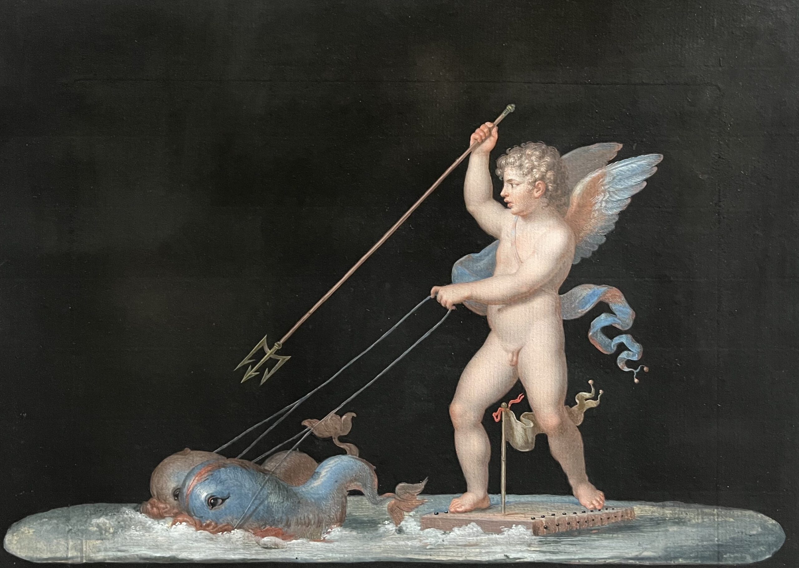 Gouache de Michelangelo Maestri del Siglo XIX - Amor Noble