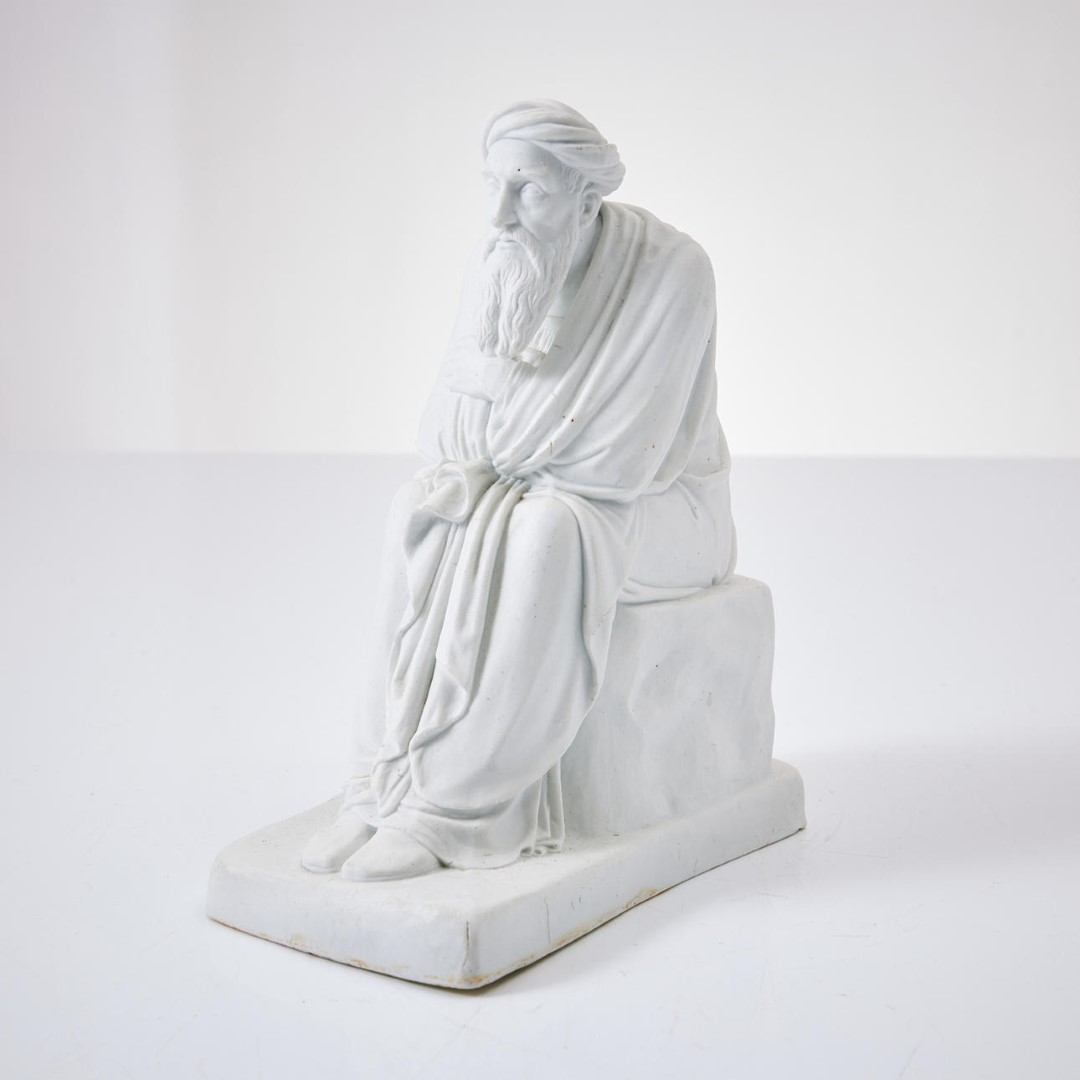 Escultura Scribe del Siglo XIX en Porcelana Biscuit