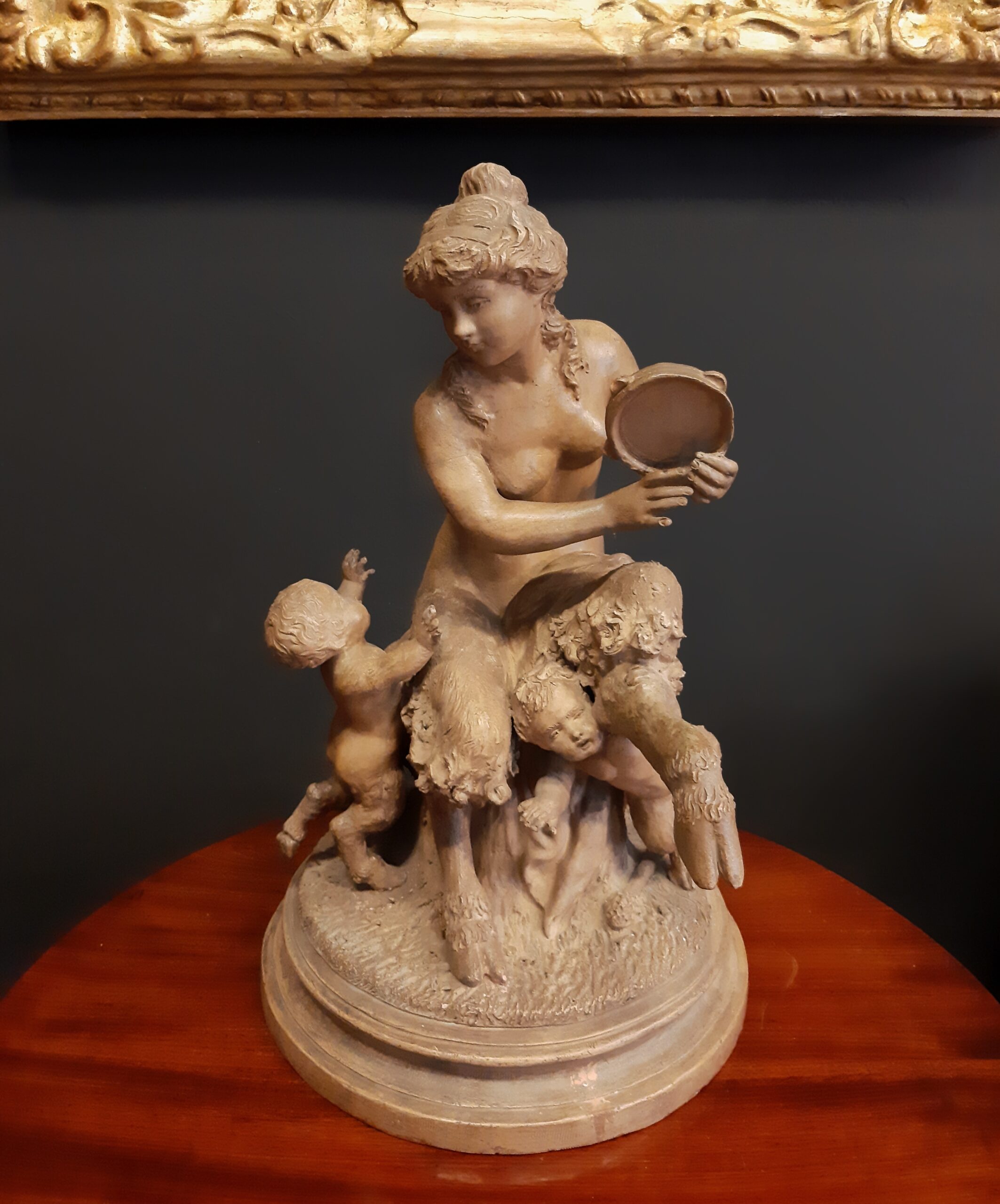 Terracotta group with female faun by Clodion