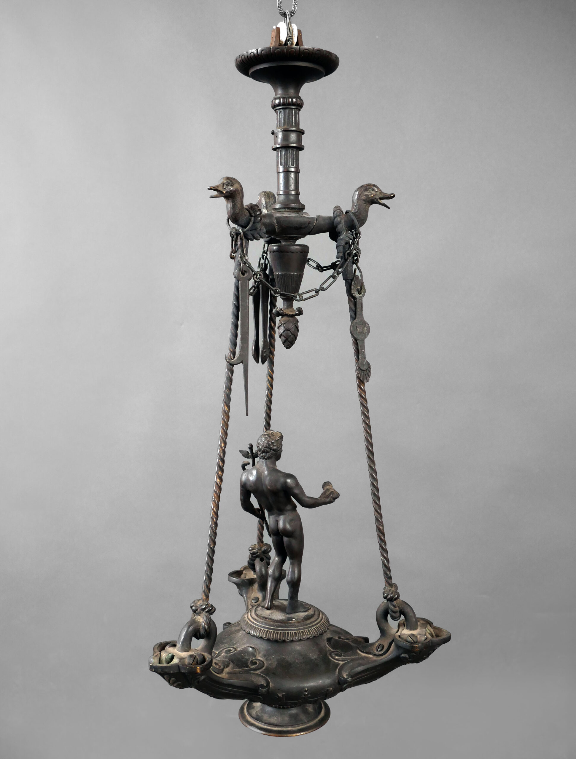 Lámpara de aceite romana del Siglo XIX con Mercurio en el centro - Photo 5 of 9