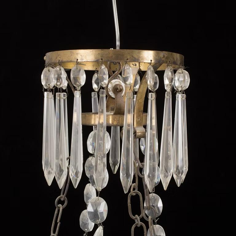 Lámpara de Salón Sueca del Siglo XIX en Cristal y Bronce - Photo 4 of 4