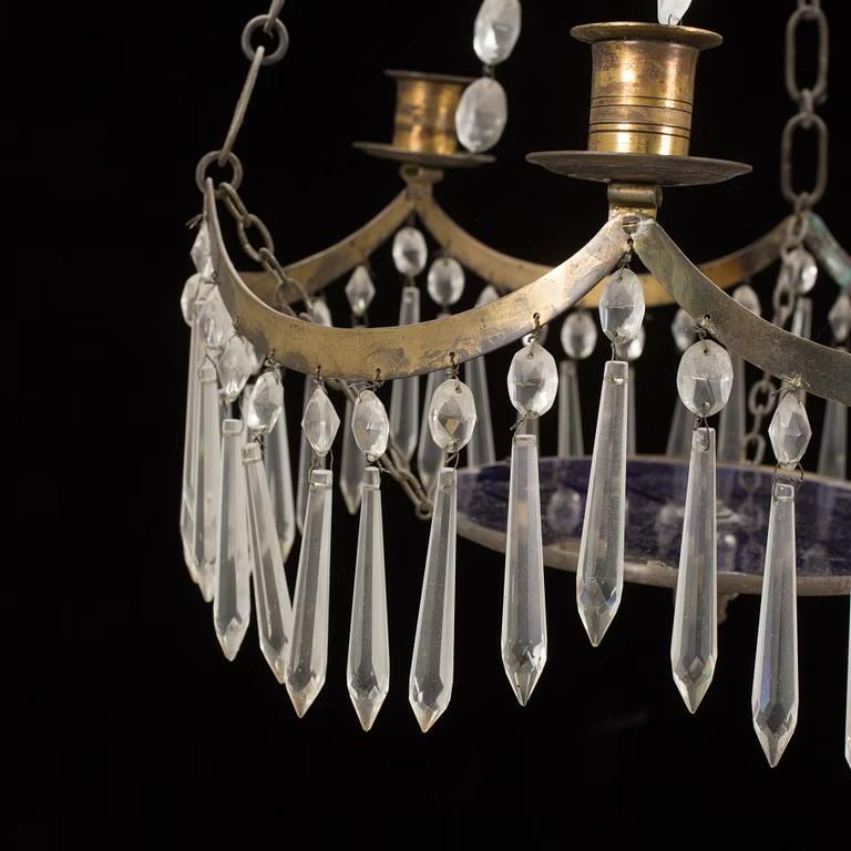 Lámpara de salón sueca del Siglo XIX en Cristal y Latón - Photo 3 of 4