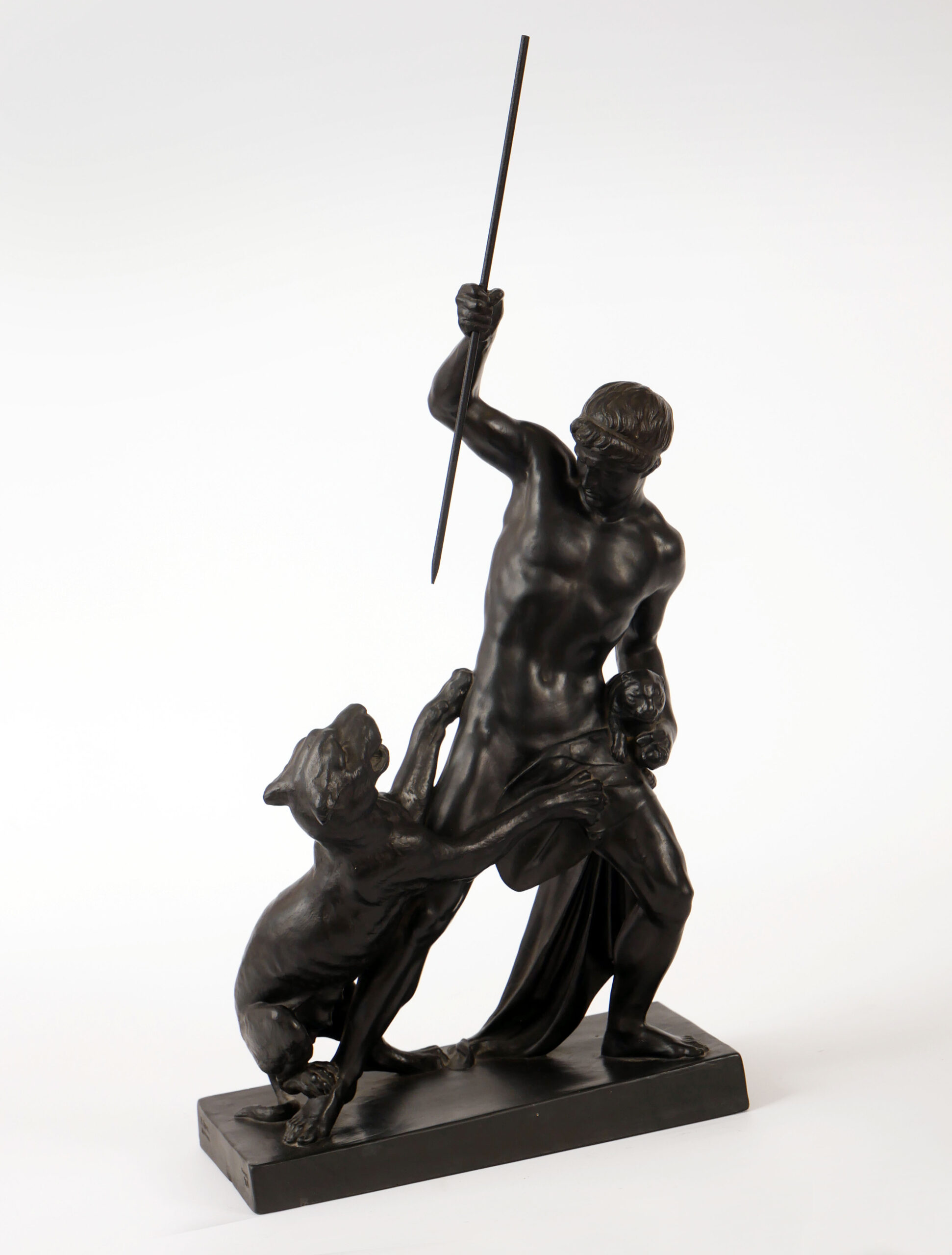 Cazador de panteras del Siglo XIX en Terracota Negra - Photo 2 of 3