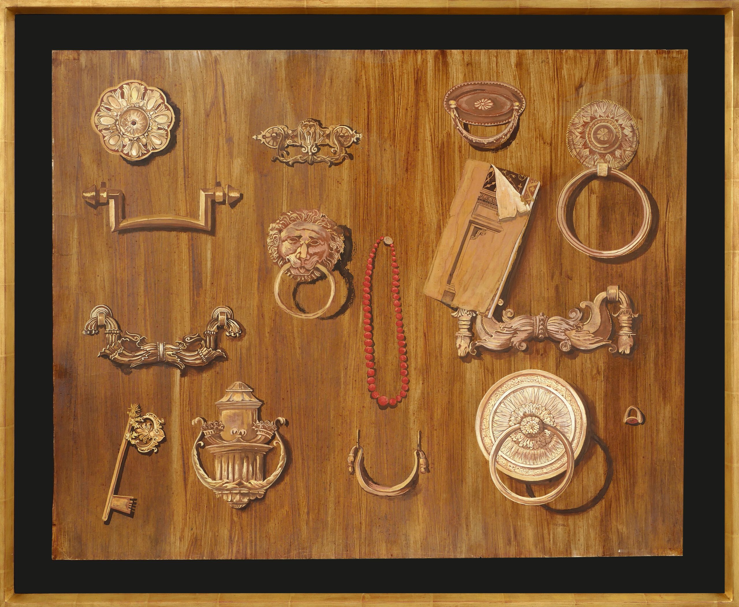 Französisch – Trompe-l'oeil mit Möbelbeschlägen und Schlüssel - Photo 3 of 3