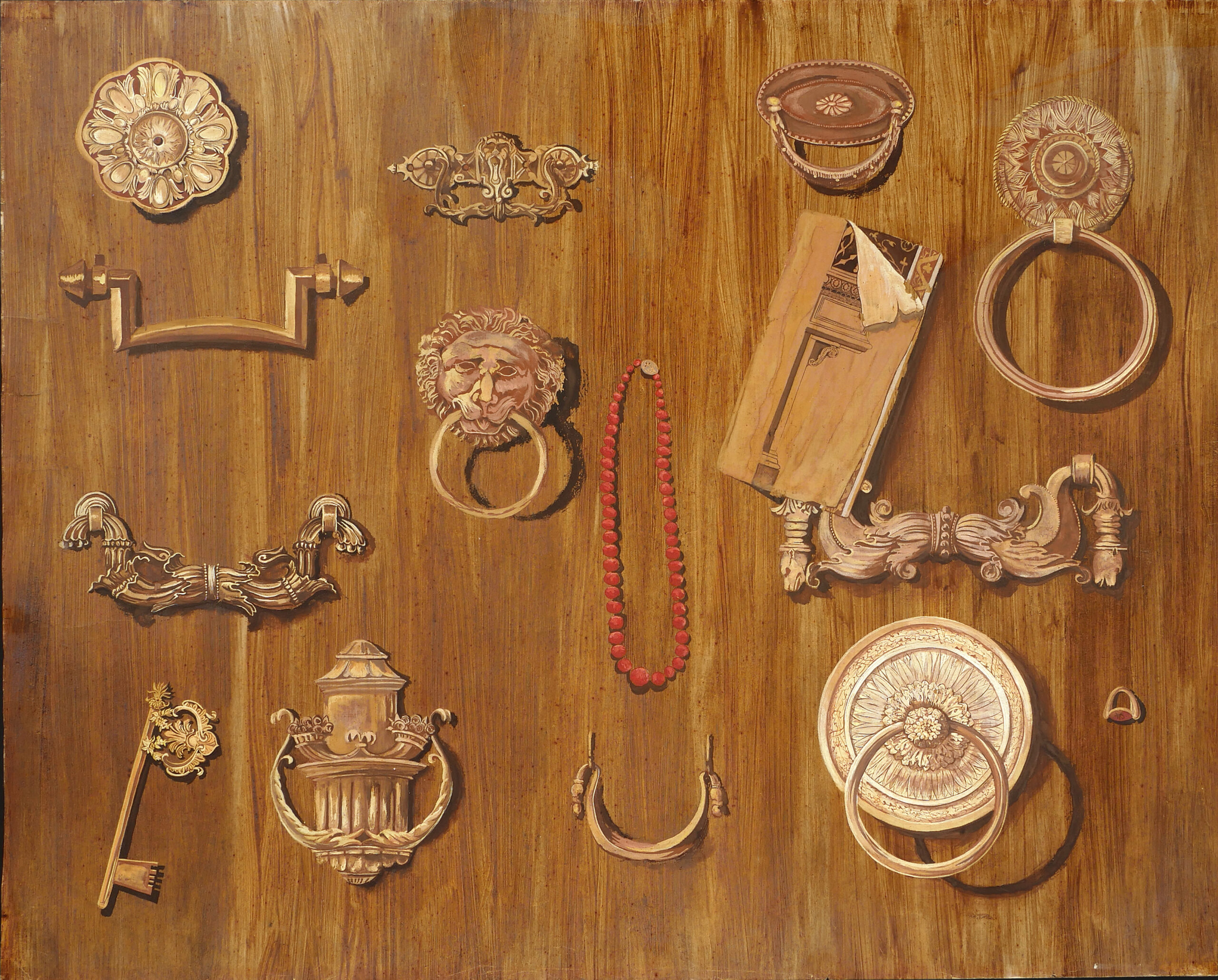 Französisch – Trompe-l'oeil mit Möbelbeschlägen und Schlüssel - Photo 2 of 3