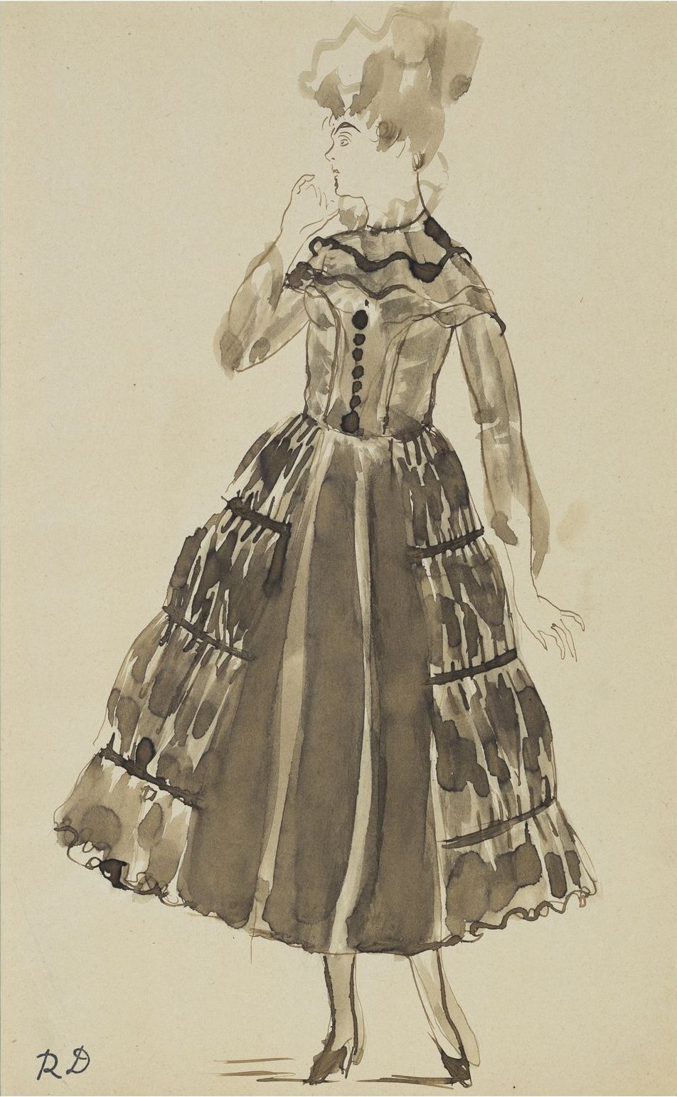 Dibujo de Moda del Siglo XX por Raoul Dufy para Paul Poiret