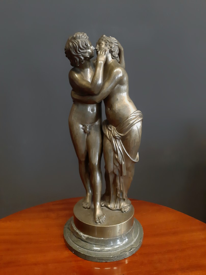 Escultura de Amor y Psique en Bronce del Siglo XIX