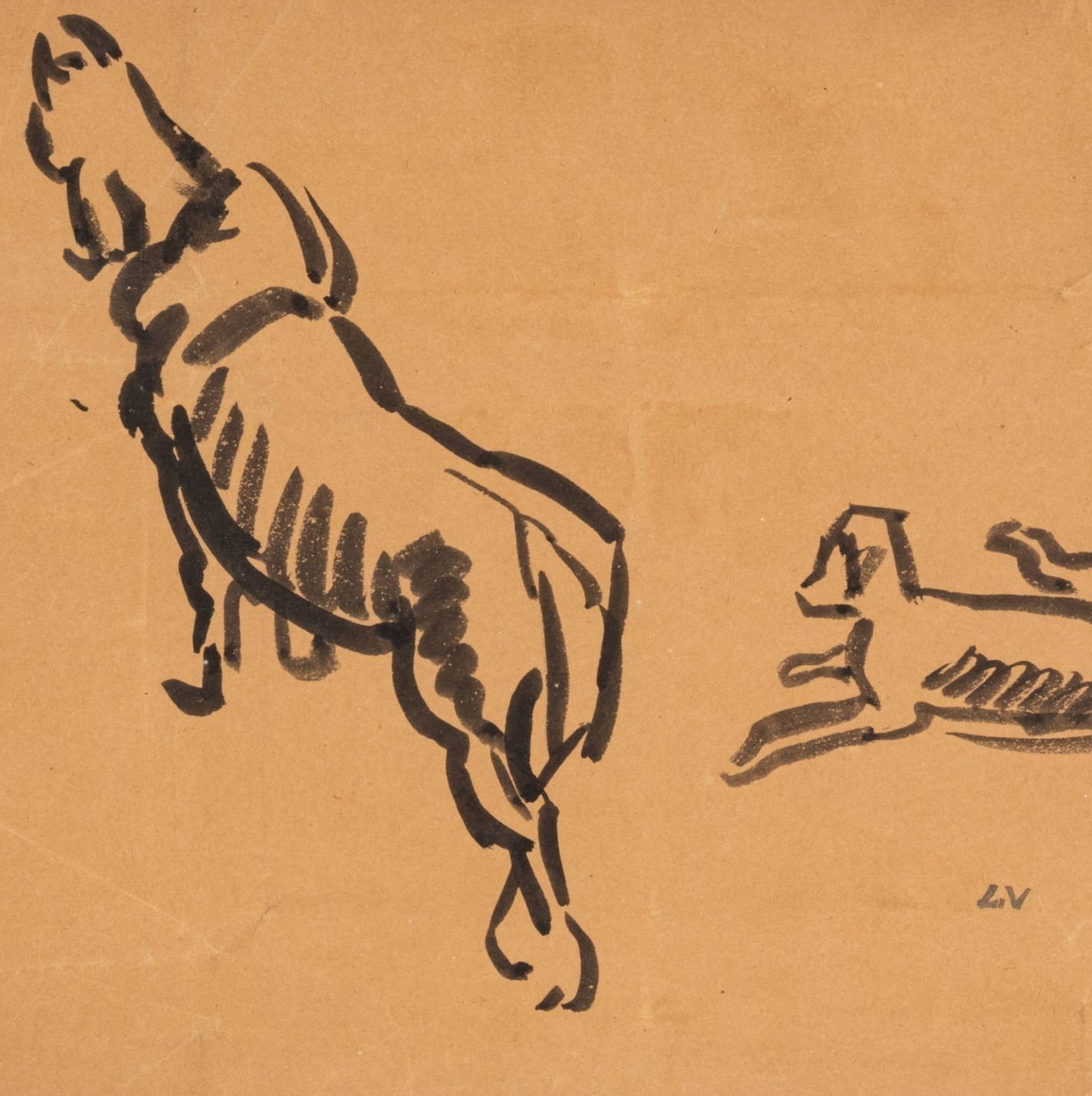 Dibujo de Louis Valtat del Siglo XX con Dos Perros