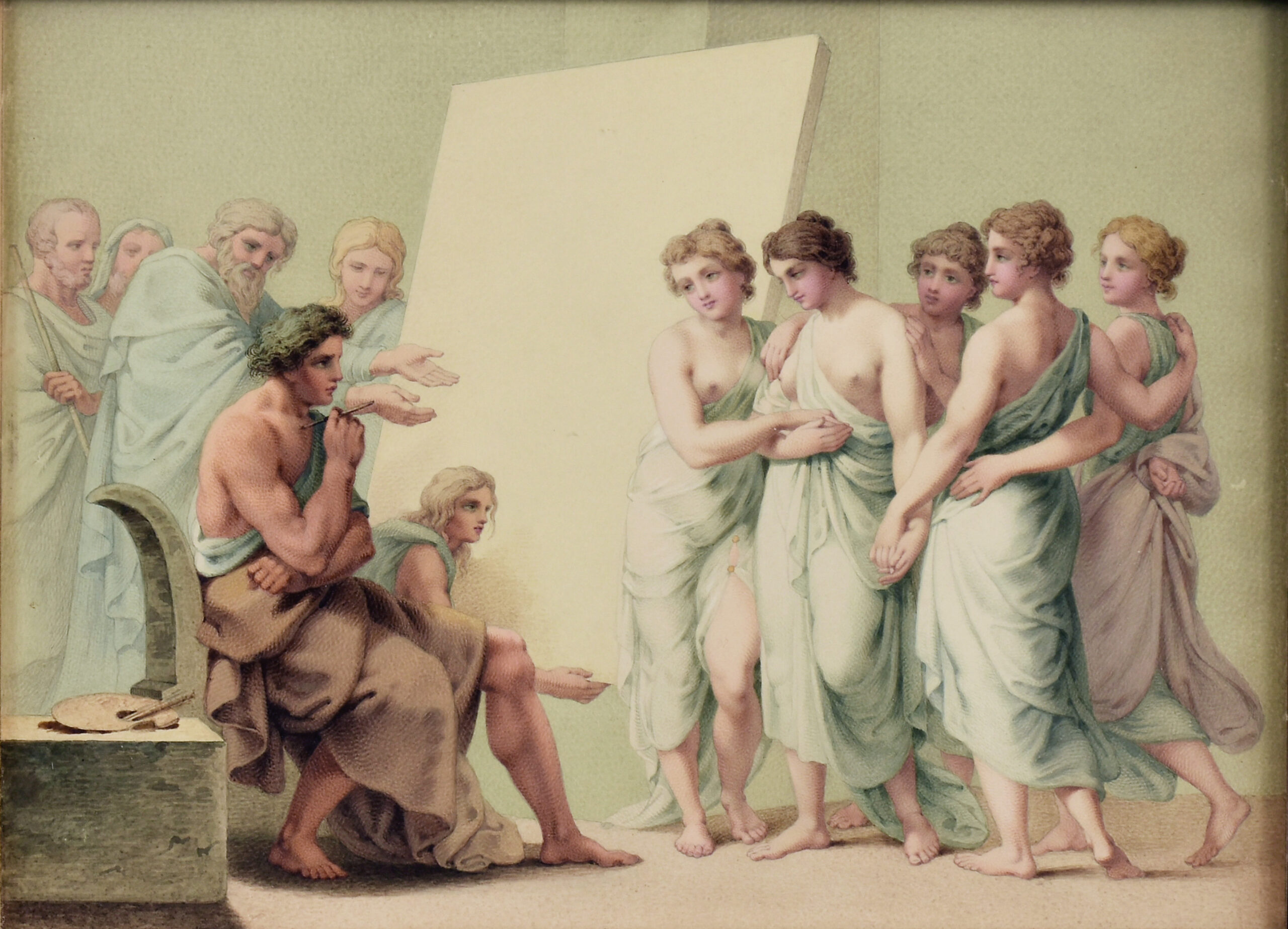 Acuarela de Zeuxis y las Bellas de Kroton del Siglo XVIII - Photo 4 of 4