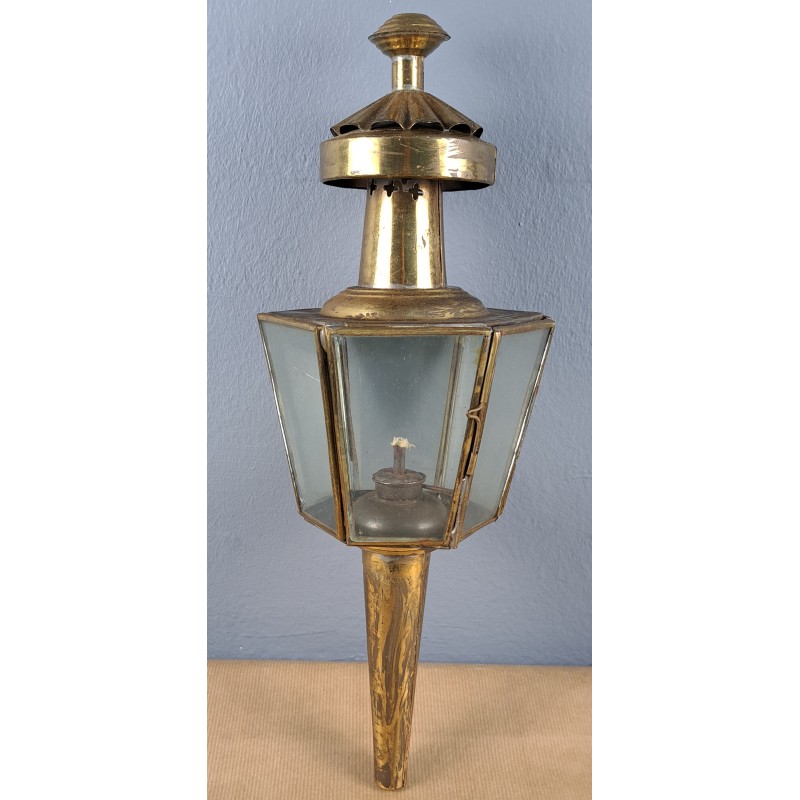 Antique processional lantern in brass, 40 cm, early 20th century