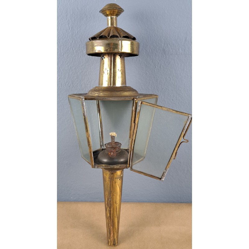 Antique processional lantern in brass, 40 cm, early 20th century - 3/12