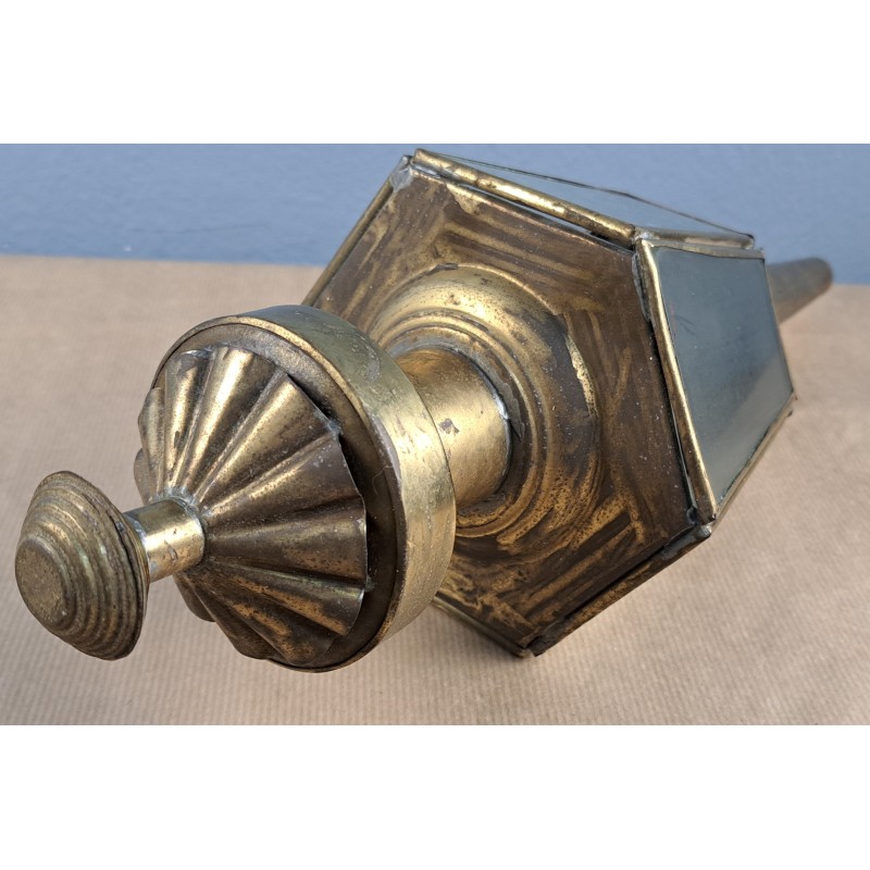 Antique processional lantern in brass, 40 cm, early 20th century - 5/12