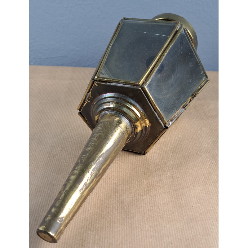 Antique processional lantern in brass, 40 cm, early 20th century - 6/12