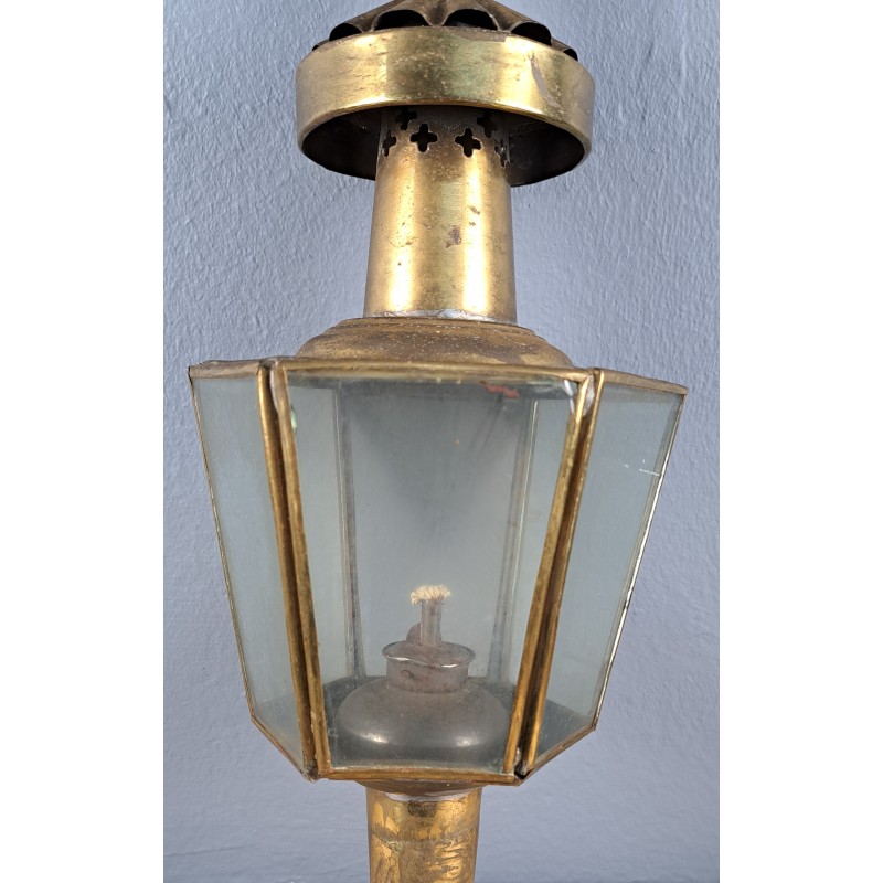 Antique processional lantern in brass, 40 cm, early 20th century - 7/12