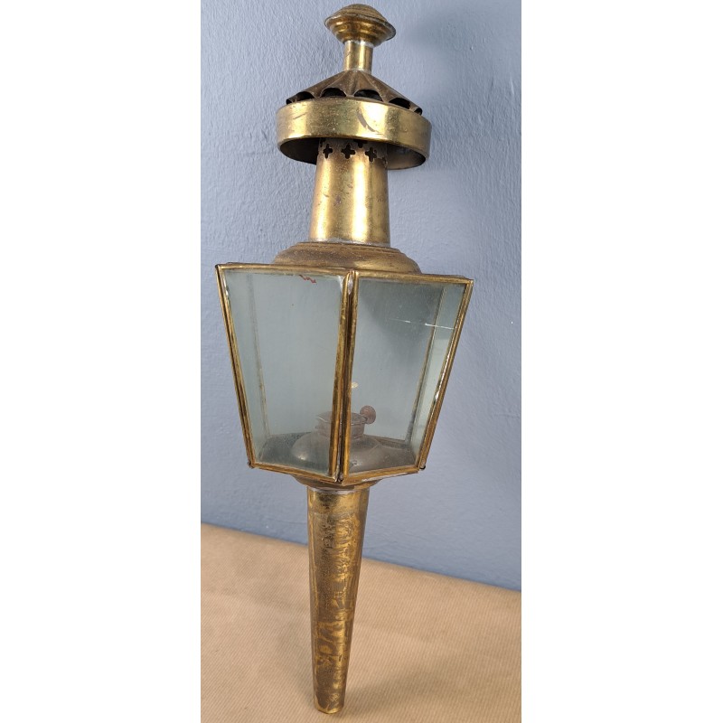 Antique processional lantern in brass, 40 cm, early 20th century - 8/12