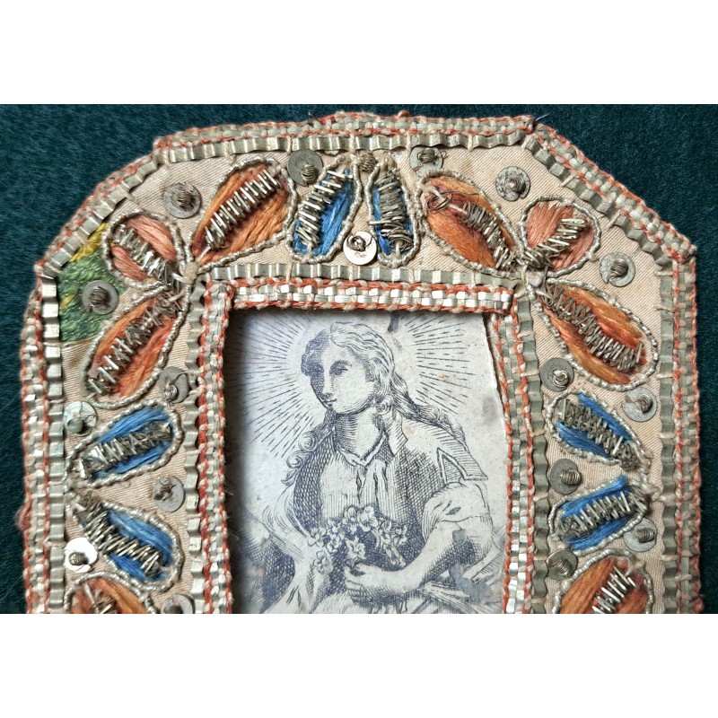 N. S. de los Dolores. Embroidered plaque or reliquary in silver thread 18th-19th century - 2/6