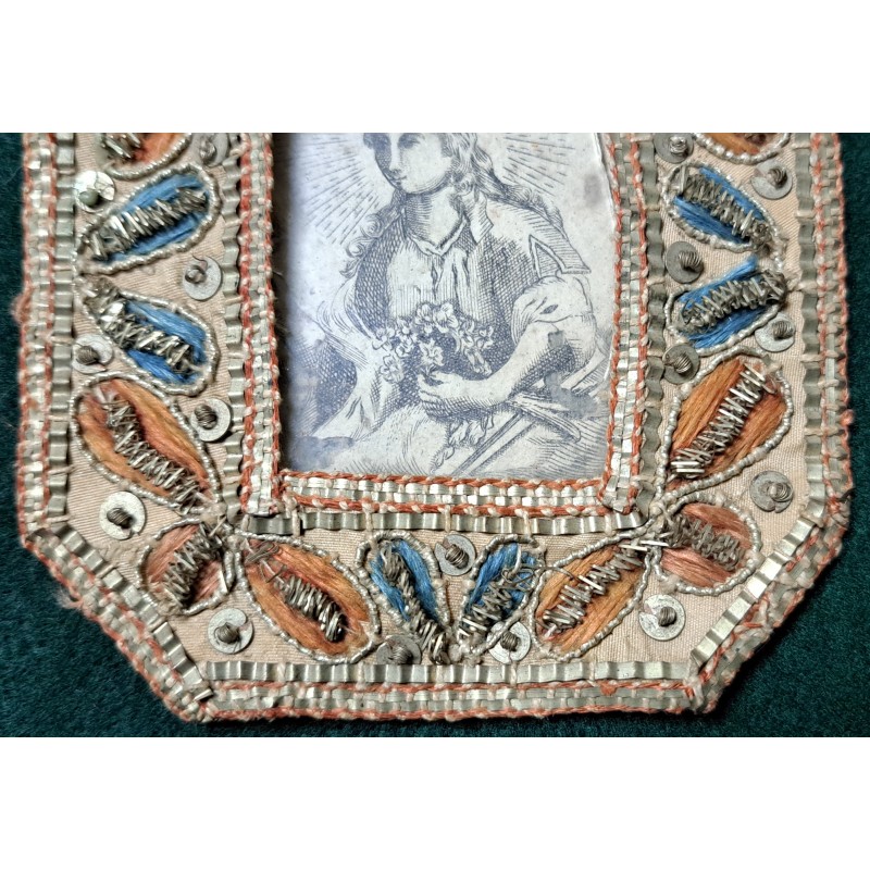 N. S. de los Dolores. Embroidered plaque or reliquary in silver thread 18th-19th century - 3/6