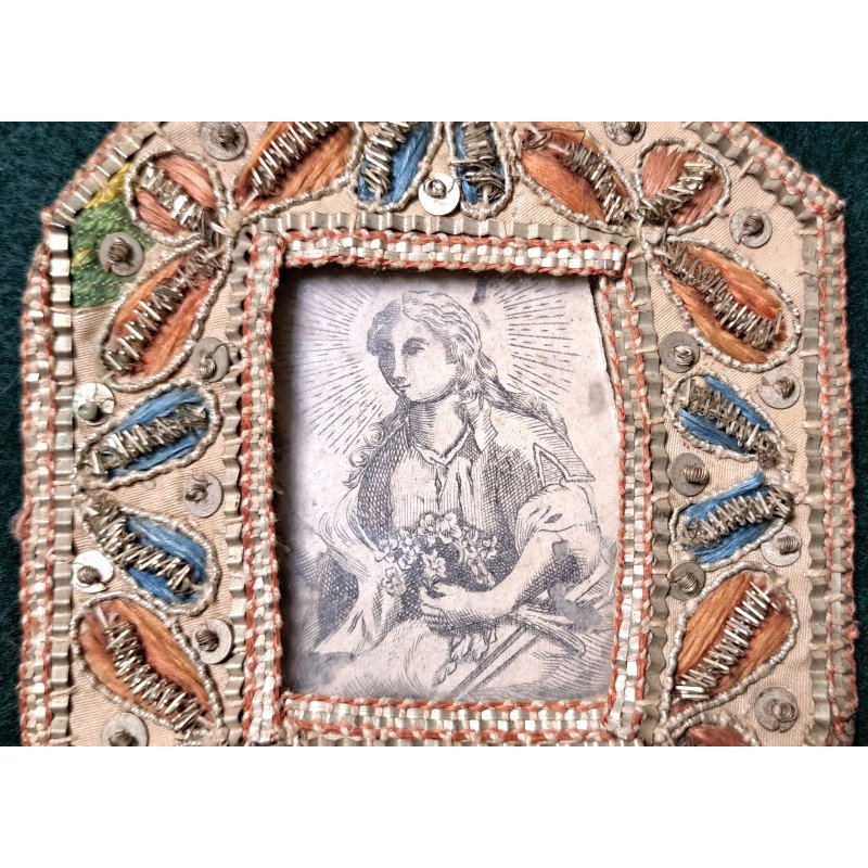 N. S. de los Dolores. Embroidered plaque or reliquary in silver thread 18th-19th century - 4/6