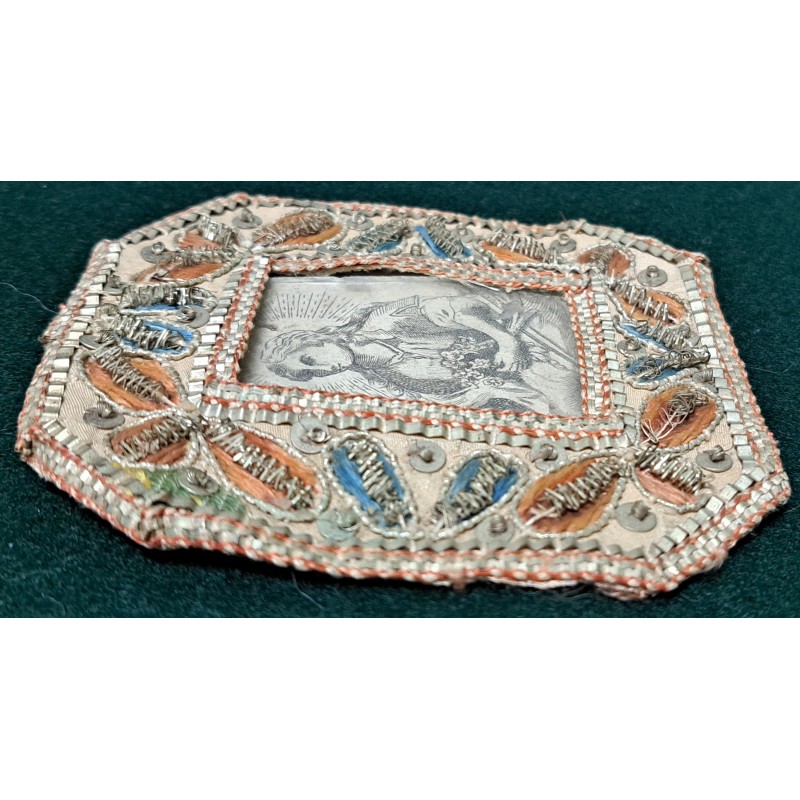 N. S. de los Dolores. Embroidered plaque or reliquary in silver thread 18th-19th century - 5/6