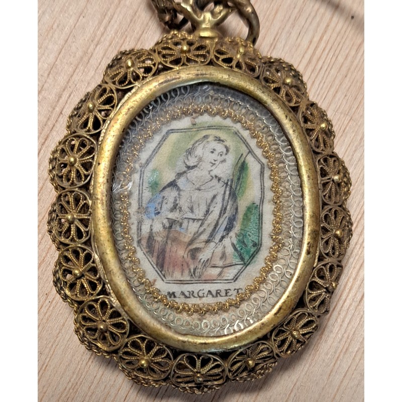 Golden silver reliquary dedicated to Margaret, Saint Margaret. 18th - 19th century