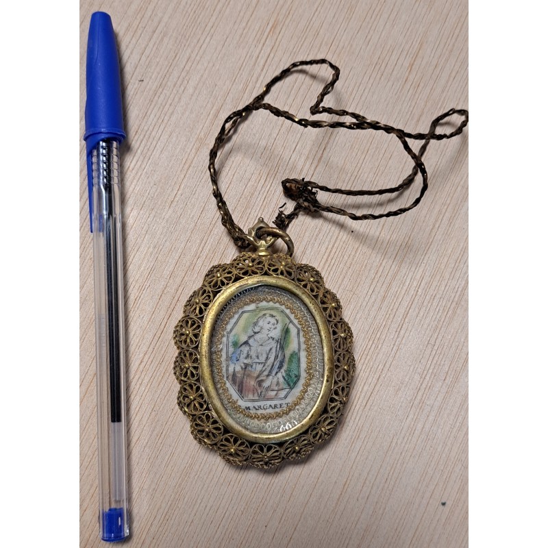 Golden silver reliquary dedicated to Margaret, Saint Margaret. 18th - 19th century - 3/12