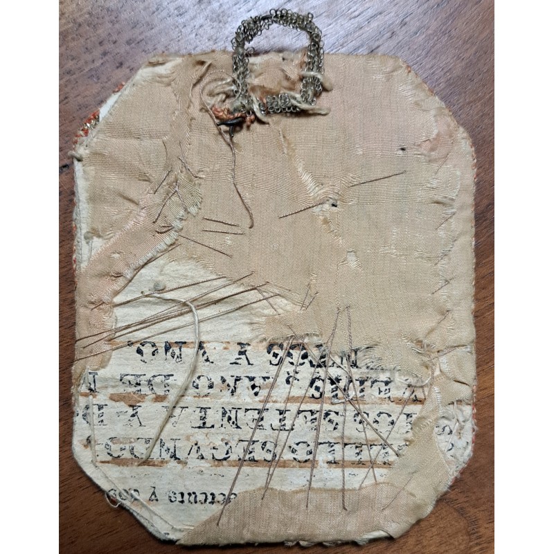 18th 19th Century Reliquary Saint Andrew Apostle Embroidered in Metallic Thread - 5/5